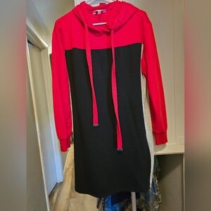 Red And Black Hoodie Dress